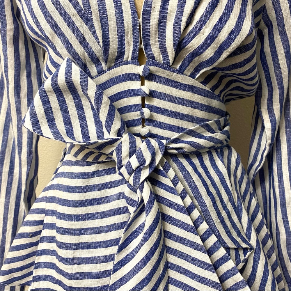 Johanna Ortiz Rio Grande Linen Striped High-Low Blouse 4 - Picture 6 of 11